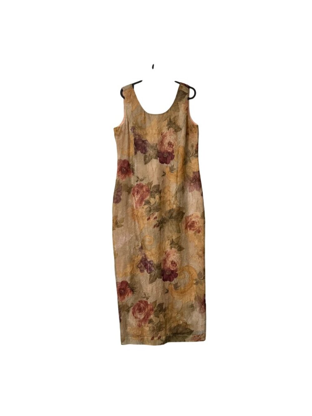 VTG Virgo II Grunge Dark Romantic Floral Crinkle Sleeveless Maxi Dress Womens 12